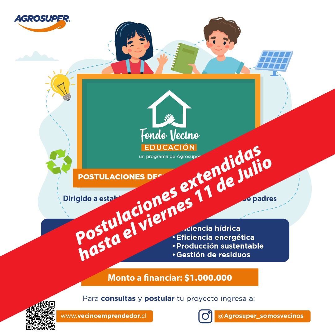 Agrosuper extiende el plazo de postulaciones para su programa FondoVecino “Educación” 2025